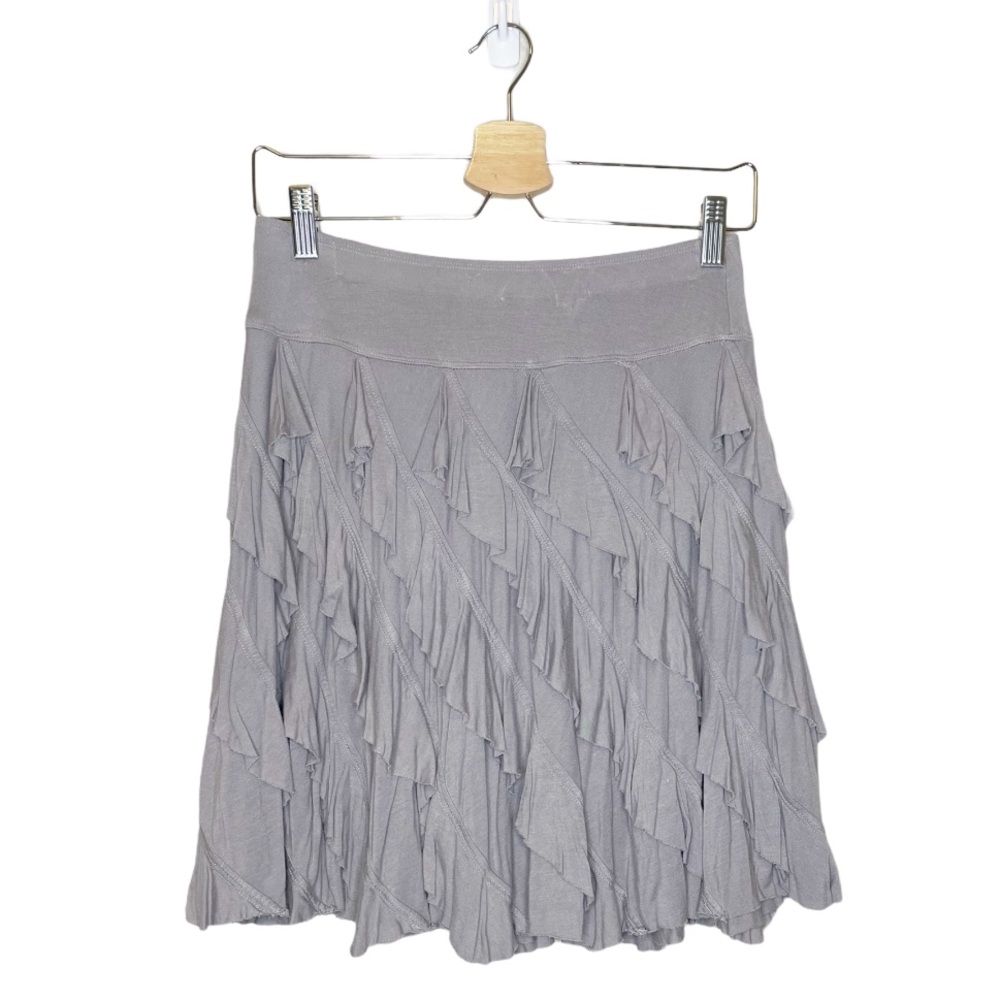 Macy's INC Grey Seaweed Vertical Ruffle Mini Skirt